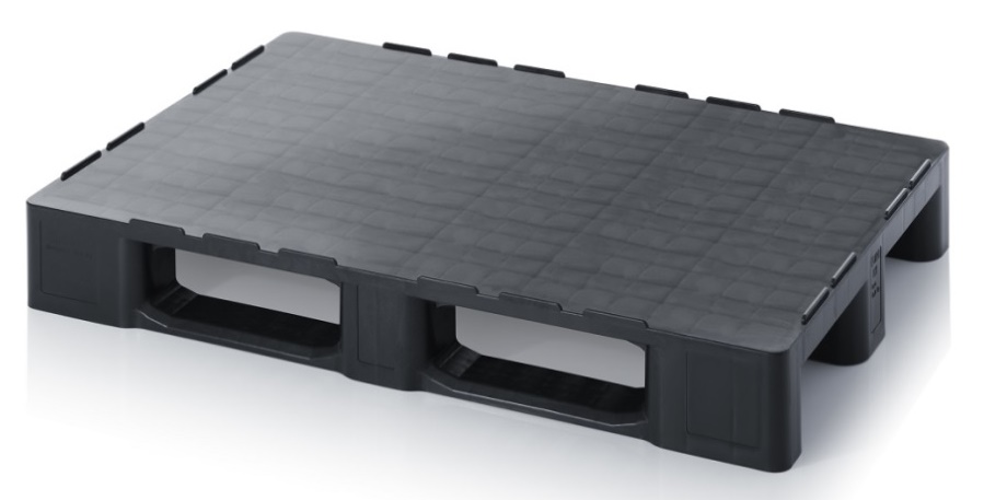 EUR-pallet made of plastic 1200x800x600x155 mm, black/smooth - Storit