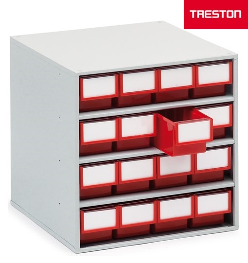 Shelf bin cabinet 400x400x395 mm, 1640 red - Storit