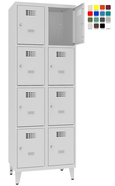 Compartment locker Storit 2x300mm x4 with low foot frame, RAL7035/7035 - Storit
