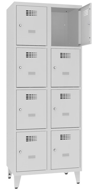 Compartment locker Storit 2x400mm x4 with low foot frame, RAL7035/7035 - Storit
