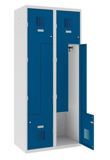Wardrobe locker Storit S-door 2×400 mm, RAL7035/5010 - Storit