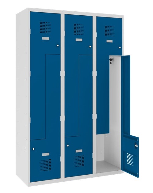 Wardrobe locker Storit S-door 3×400 mm, RAL7035/5010 - Storit