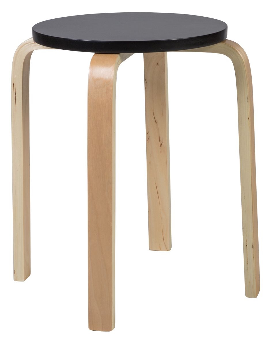 Stool, seat black, legs birch veneer - Storit