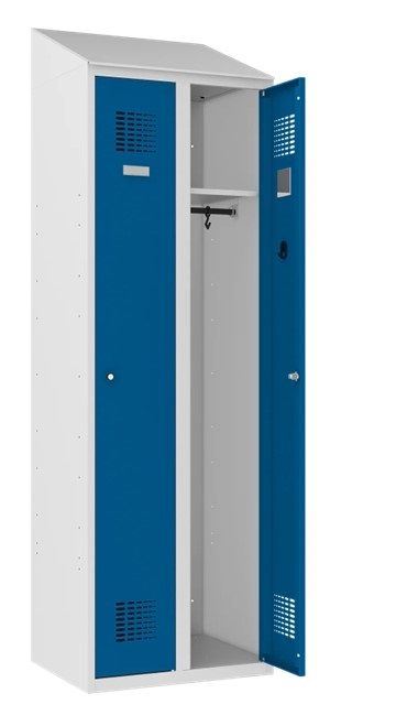 Шкаф Storit для одежды 2×300 мм, RAL7035/5010 с наклонной крышей - Storit